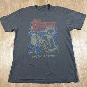 David Bowie 1972 World Tour Short Sleeve Crew Neck T-Shirt Size Large
